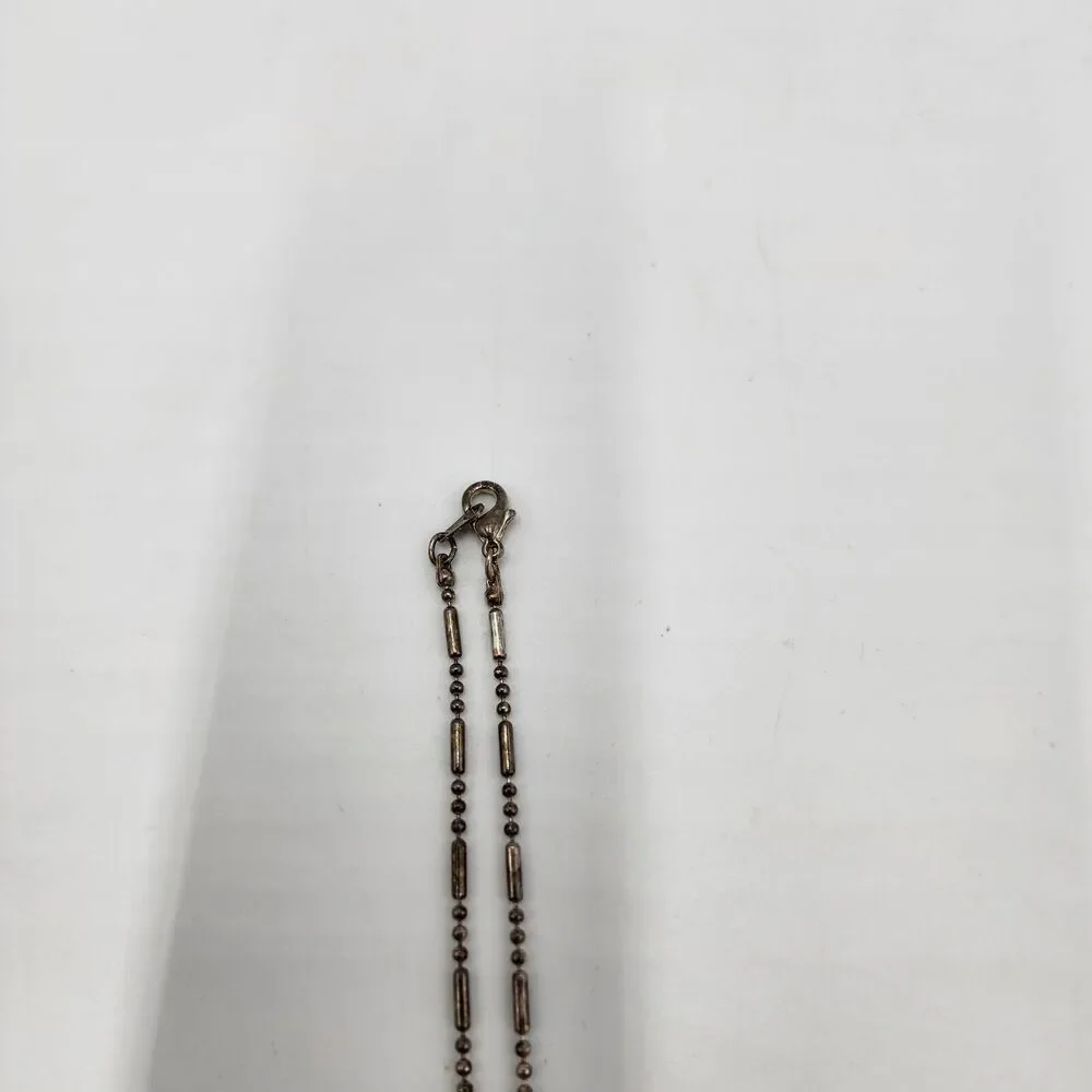 Vintage Sterling Silver & 14k Maya Glyphs Cartouche MEXICO Necklace Pendant 20